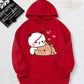 Cozy Love Bears Cartoon Print Fleece-Lined Hoodie for Women